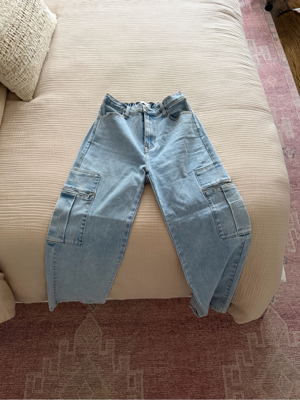 WeWoreWhat Light Blue Wide Leg Cargo Jeans